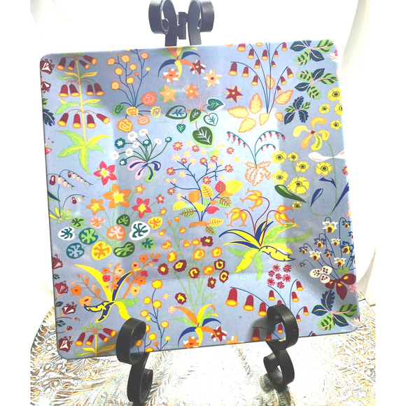 Cynthia Rowley & Ilene Rosenzweig Blue Floral Melamine Sq. Dinner Plate 5 Piece - Picture 1 of 8